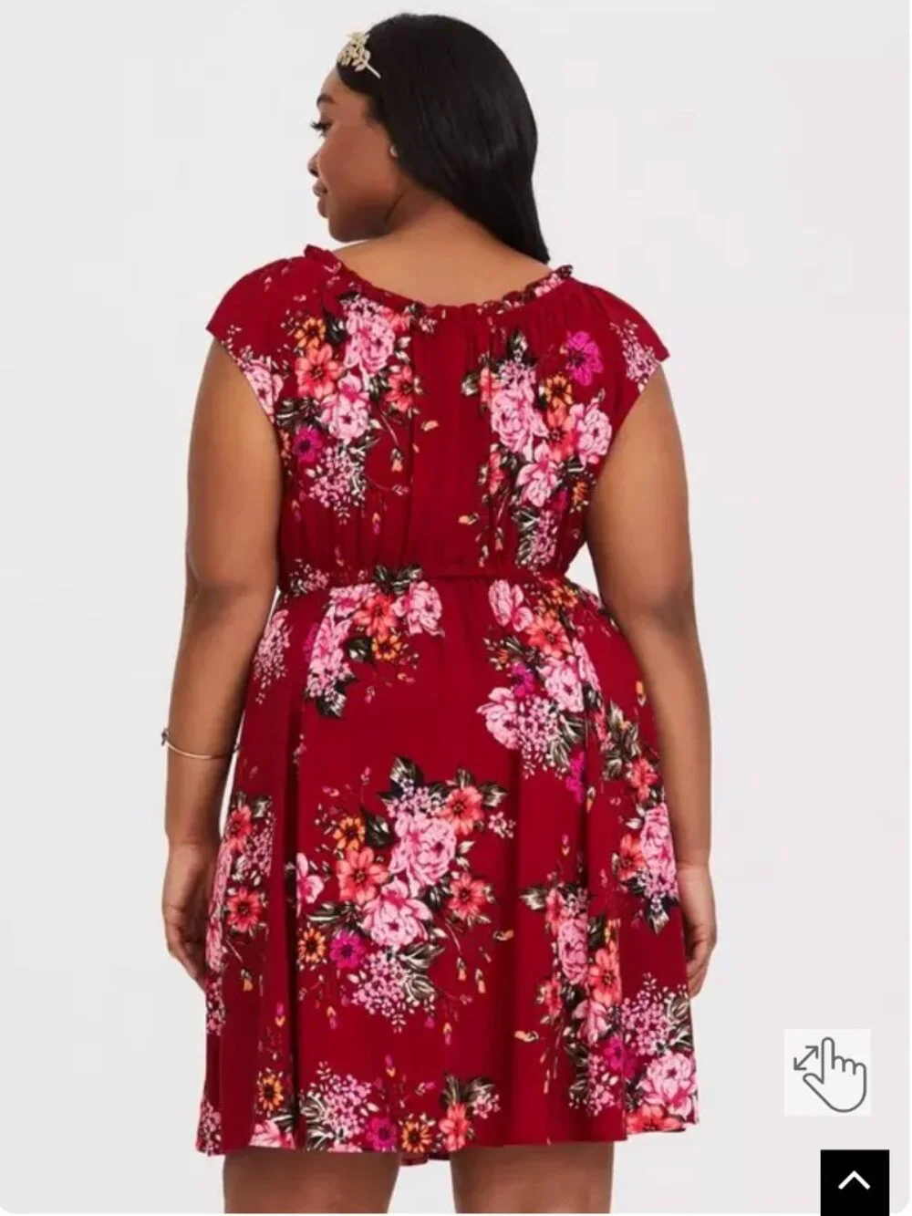 Torrid Size 4 Mini Challis Tie Front Skater Dress Red Floral Ruffle Garden 4X